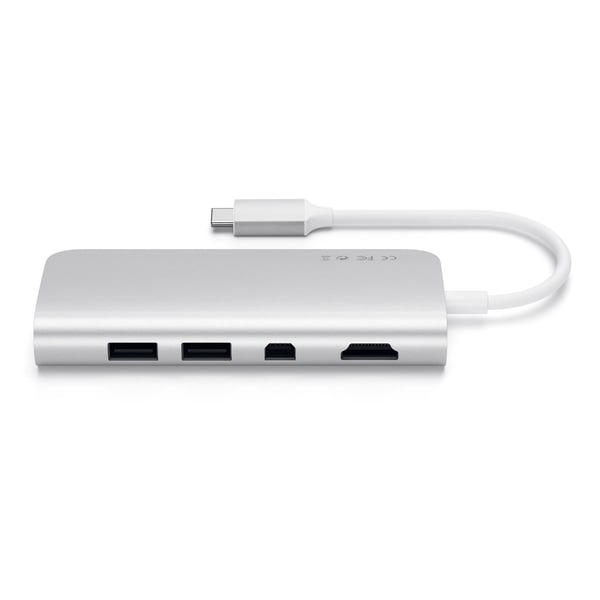 Satechi ST-TCMM8PAS kannettavien tietokoneiden telakka ja porttitoistin Langallinen USB 3.2 Gen 1 (3.1 Gen 1) Type-C Hopea