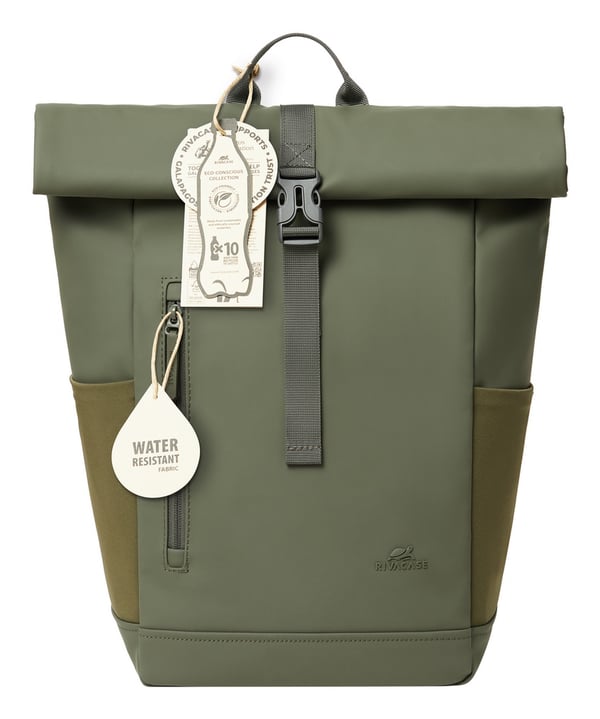 Rivacase Eden ryggsäckar Reseryggsäck Oliv PU skinn, Polyester, Återvunnen polyetentereftalat (rPET)
