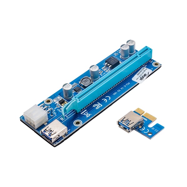 Miniatyrbild 1 av 3: Akyga Riser PCI-E 1x - 16x AK-CA-64 USB 3.0, 6-pin, SATA, 009s Universal Grafikkortshållare