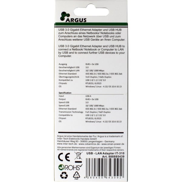 Miniatyrbild 3 av 4: Inter-Tech ARGUS IT-310 USB 3.2 Gen 1 (3.1 Gen 1) Type-A Svart