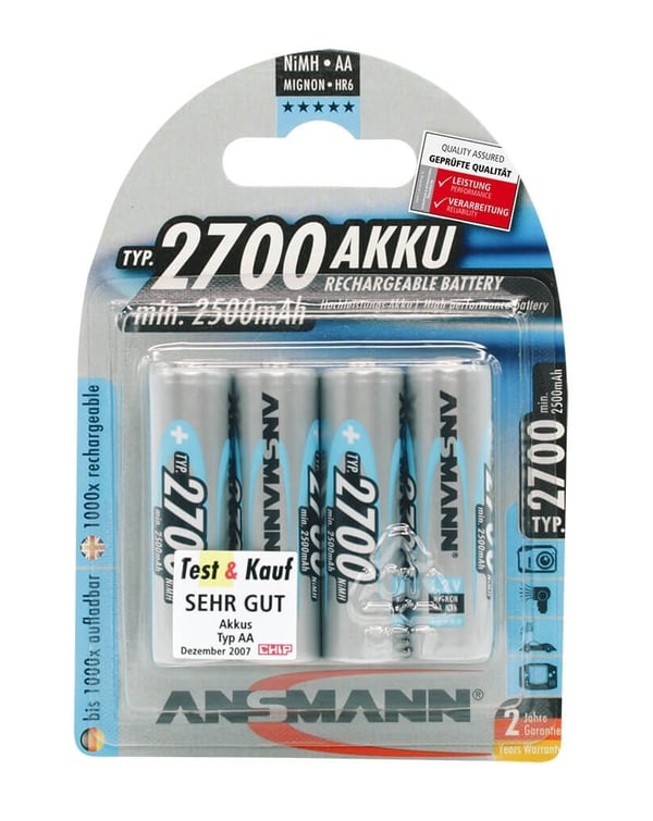 Pikkukuva 1 / 2: Ansmann Blister 4 X Accu, AA, 2700mAh AA / HR6 Nikkelimetallihybridi (NiMH)