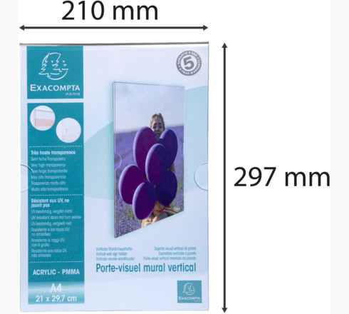 Exacompta 84858HD skylthållare och informationsställ A4 Polymetylmetakrylat (PMMA) Transparent