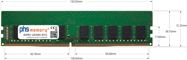Miniatyrbillede 2 af 2: PHS-memory SP302087 hukommelsesmodul 16 GB 1 x 16 GB DDR4 288-pin DIMM Fejlkorrigerende kode