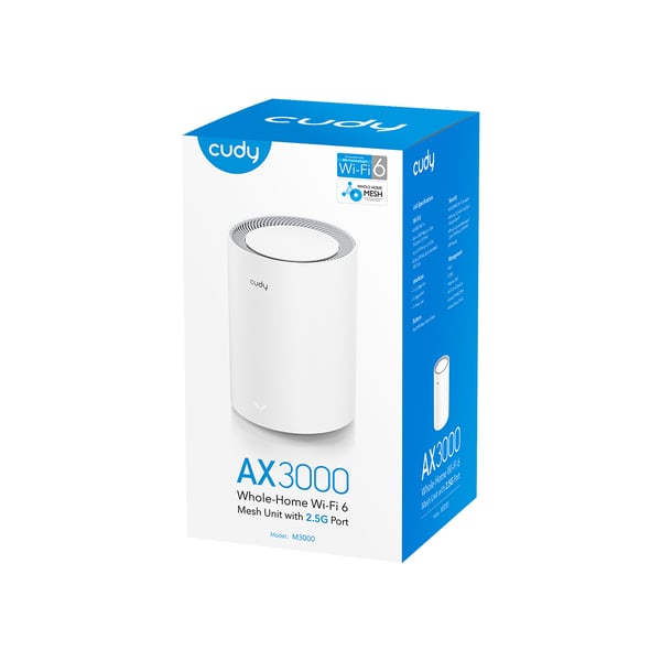 Cudy AX3000 Wi-Fi 6 Mesh 2.5G Solution Kaksitaajuus (2,4 GHz/5 GHz) Wi-Fi 6 (802.11ax) Valkoinen Sisäinen