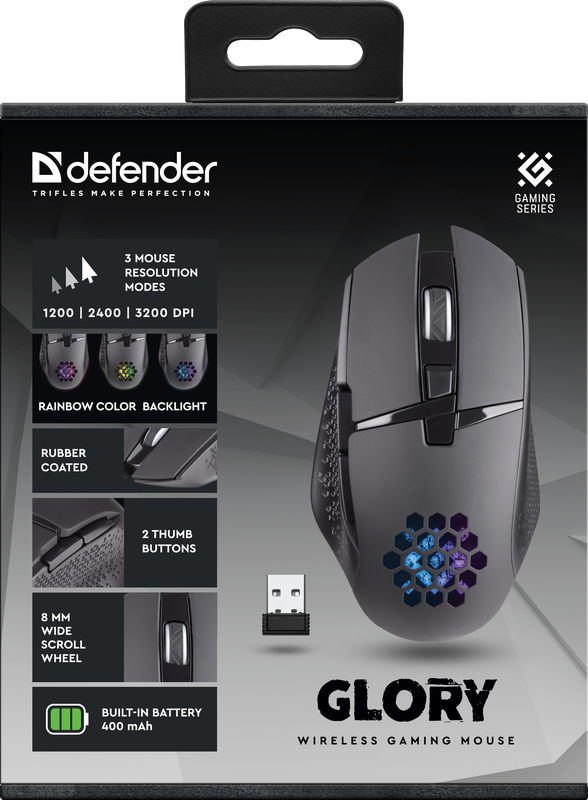 Defender GLORY GM-514 datormöss Spela högerhand RF Trådlös Optisk 3200 DPI