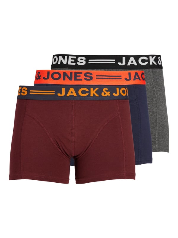 Jack & Jones 5713232842106 underbuks Boksershorts Bourgogne, Marineblå, Grå