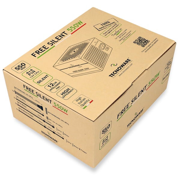 Tecnoware FAL550FS12 strömförsörjningsenheter 550 W 20+4 pin ATX ATX Svart