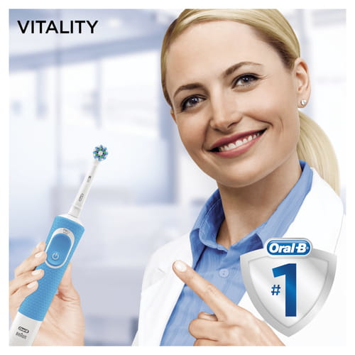 Pikkukuva 4 / 6: Oral-B Vitality 100 CrossAction Aikuinen Pyörivä/värähtelevä hammasharja Valkoinen
