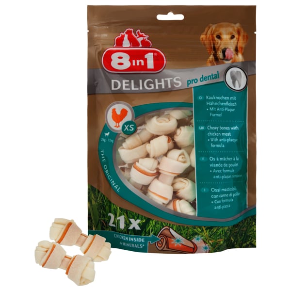 8in1 Delights Pro Dental Hund Behandle Kylling 252 g