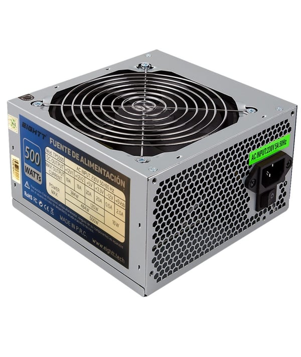 Miniatyrbild 1 av 3: Eightt EPS500 strömförsörjningsenheter 500 W 20+4 pin ATX Grå
