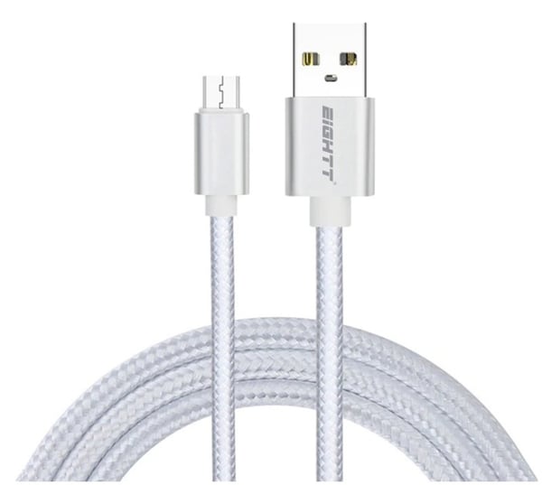 Miniatyrbillede 1 af 2: Eightt ECM-1S USB-kabel USB 2.0 1 m USB A Micro-USB B 0,48 Gbit/sek. Sølv