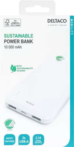 Deltaco PB-S1000 basstationer Litium Polymer (LiPo) 10000 mAh Vit