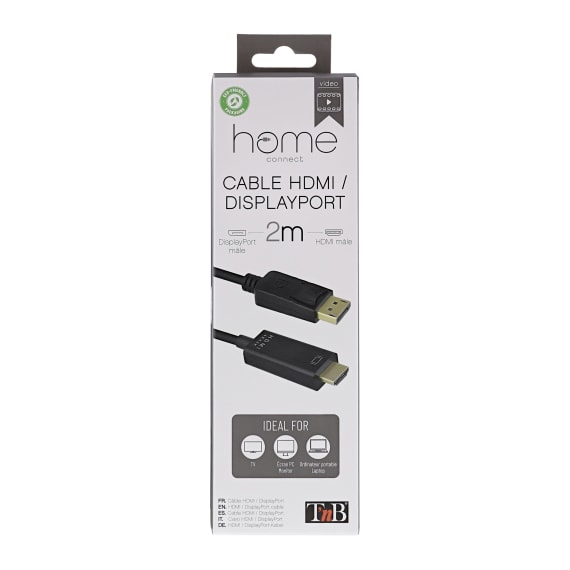 T'nB HDMIDP2 videokaapeli-adapteri 2 m DisplayPort HDMI-tyyppi A (vakio) Musta