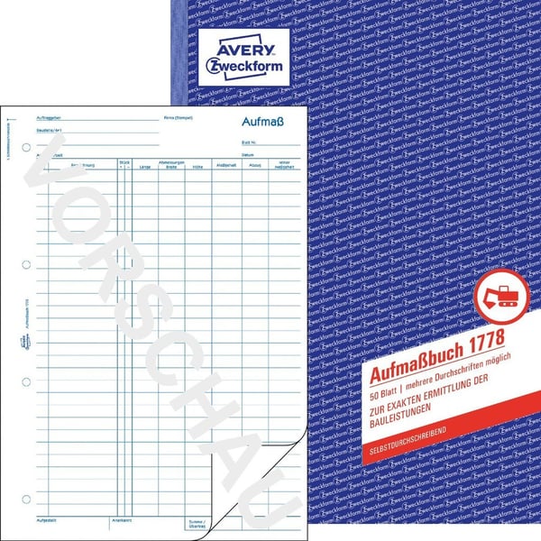 Avery 1778 kirjanpitolomake ja -kirja A4 50 sivua