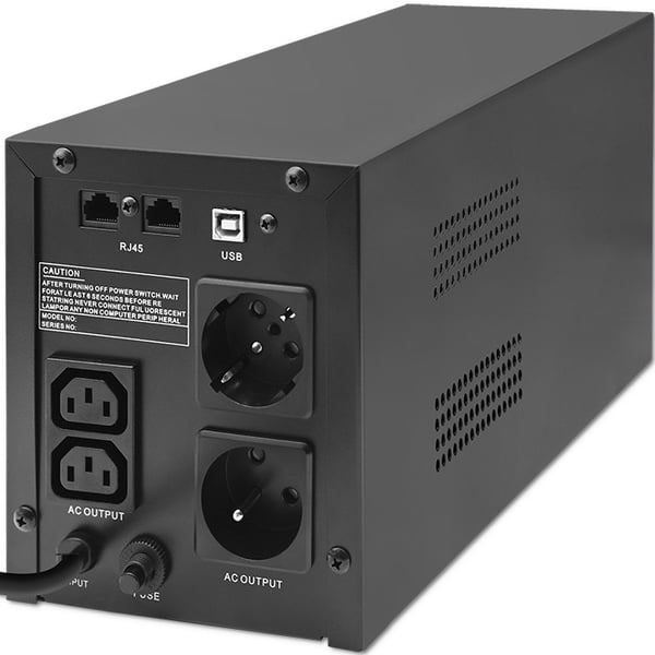 Qoltec 53771 UPS-enhed Interaktivt indgangsstik 2 kVA 1200 W 2 AC stikkontakt(er)