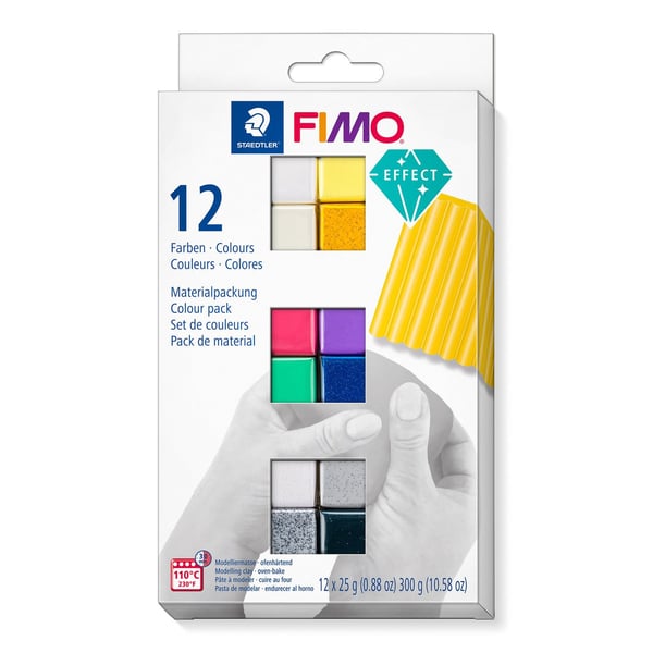 Pikkukuva 1 / 2: Staedtler FIMO 8013 C Muotoilusavi 300 g Musta, Sininen, Kulta, Vihreä, Harmaa, Purppura, Punainen, Hopea, Valkoinen, Keltainen 12 kpl