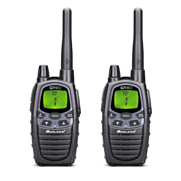 Midland G7 Pro Walkie Talkie tvåvägsradio 69 kanaler 446.00625 - 446.09375 MHz Svart