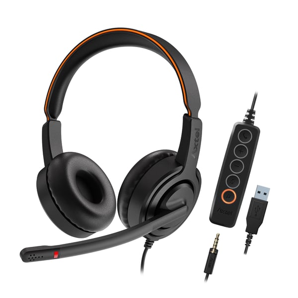 Axtel VOICE UC45 stereo USB-A Kuulokkeet Langallinen Pääpanta Toimisto/puhelukeskus USB A-tyyppi Musta, Oranssi