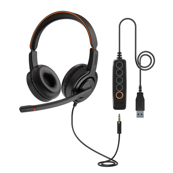 Axtel VOICE UC45 stereo USB-A Kuulokkeet Langallinen Pääpanta Toimisto/puhelukeskus USB A-tyyppi Musta, Oranssi