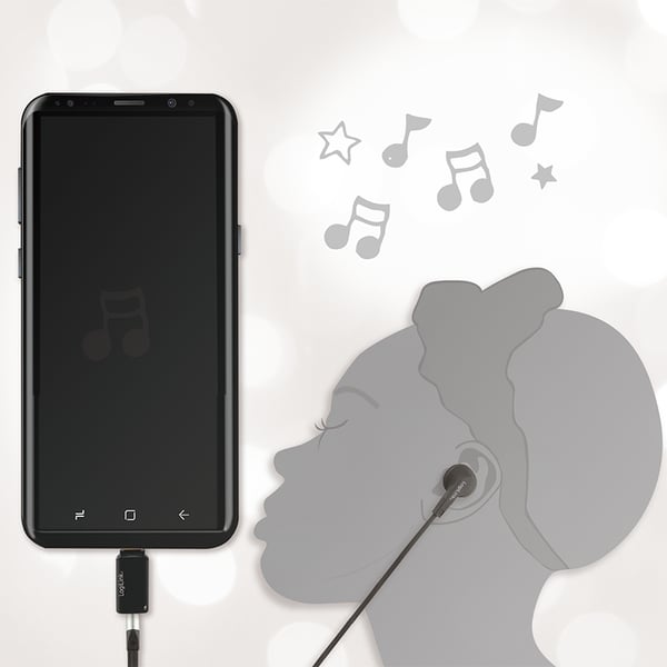 LogiLink UA0356 kaapelin sukupuolenvaihtaja USB-C 3.5 mm Musta