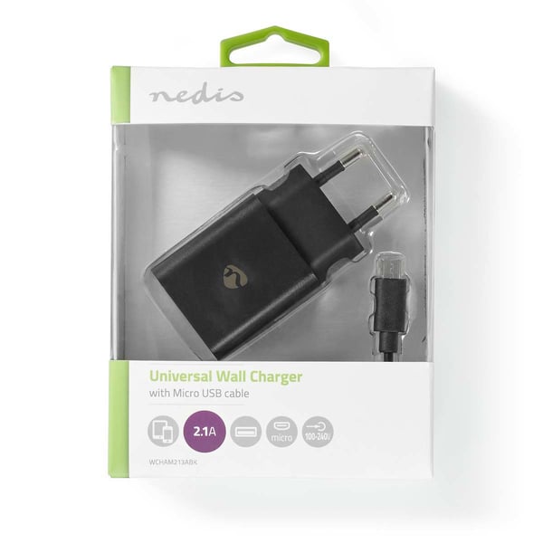 Nedis USB-virtalähde+MICRO USB KA.2,1A / NEDIS WCHAM213ABK SW WCHAM213ABK