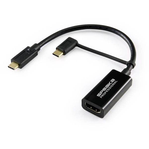 Miniatyrbild 1 av 3: SpeaKa Professional SP-9015340 videokabeladapter 0,15 m USB Type-C HDMI Svart