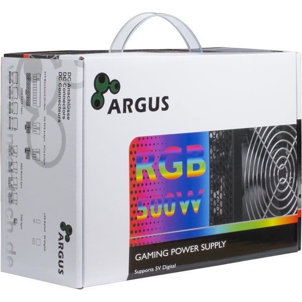 Miniatyrbillede 2 af 3: Inter-Tech Argus RGB-500W II enhed til strømforsyning 20+4 pin ATX Sort