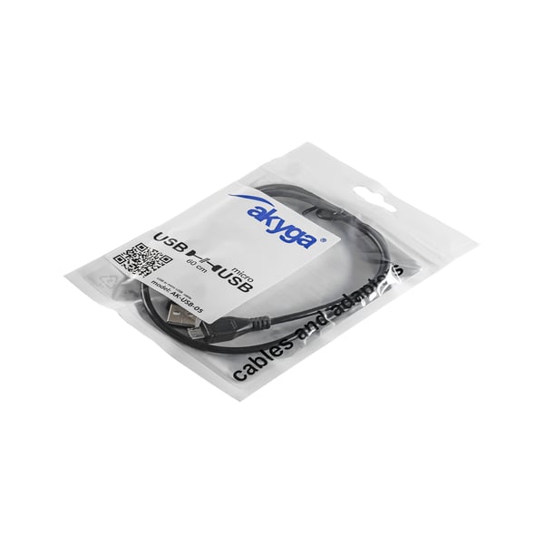 Miniatyrbillede 2 af 4: Akyga AK-USB-05 USB-kabel USB 2.0 0,6 m USB A Micro-USB B Sort