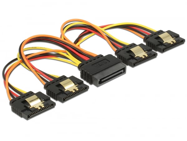 DeLOCK 60156 SATA-kabel 0,15 m SATA 15-stik 4 x SATA 15-pin Flerfarvet