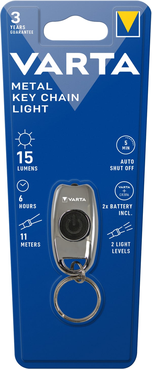 Varta L.E.D. METAL KEY CHAIN LIGHT Kromi Avaimenperätaskulamppu LED
