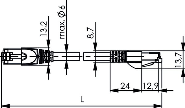 Miniatyrbild 2 av 2: Telegärtner L00004A0104 nätverkskablar Grå 6 m Cat6a S/FTP (S-STP)