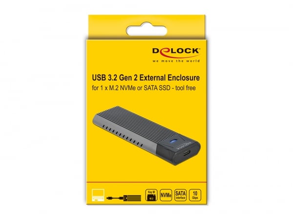 DeLOCK 42638 tallennusaseman kotelo SSD-kotelo Musta, Harmaa M.2