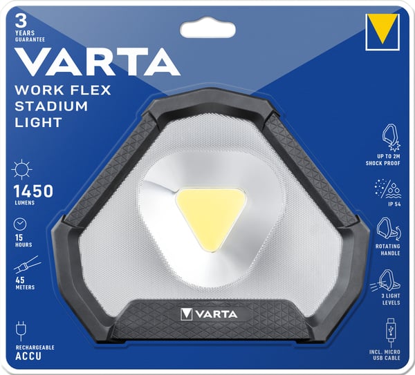 Varta Work Flex Sort, Hvid LED