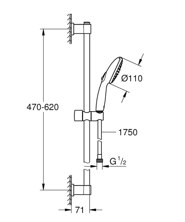 GROHE Vitalio Start 110 duschsystem Svart