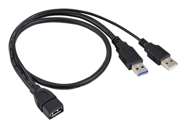 Renkforce RF-5719752 USB-kabel USB 3.2 Gen 1 (3.1 Gen 1) 0,5 m USB A 2 x USB A 5 Gbit/sek. 4,5 W Sort