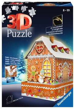 Miniatyrbild 1 av 5: 3D-pussel 216 Buildings at Night: Pepparkaksstuga