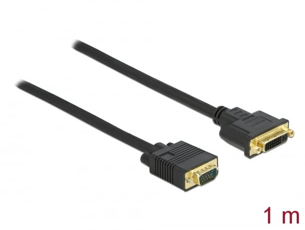 Miniatyrbillede 2 af 2: DeLOCK 86756 videokabel adapter 1 m DVI-A VGA (D-Sub) Sort