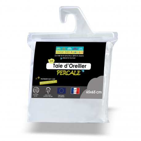 Linge des familles Taie d'oreiller Percale coton Blanche Hvid Bomuld Linge des familles Taie d'oreiller Percale coton Blanche Hvid Bomuld