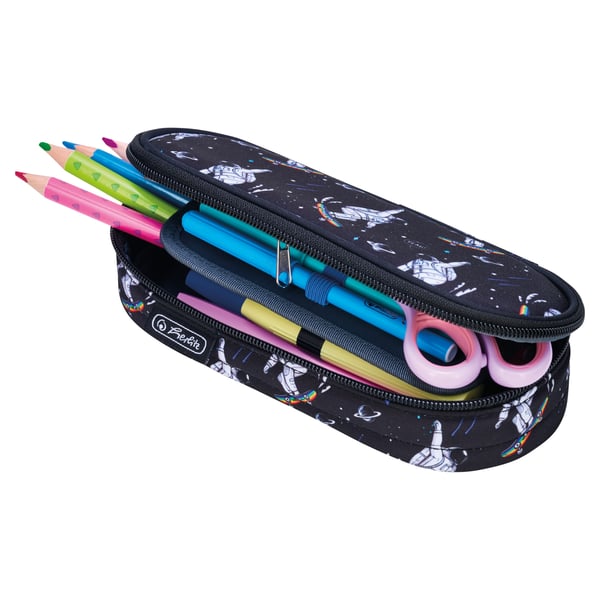 Miniatyrbillede 3 af 9: Herlitz Etui Space Skater Blødt penalhus Polyester Mørkeblå, Hvid