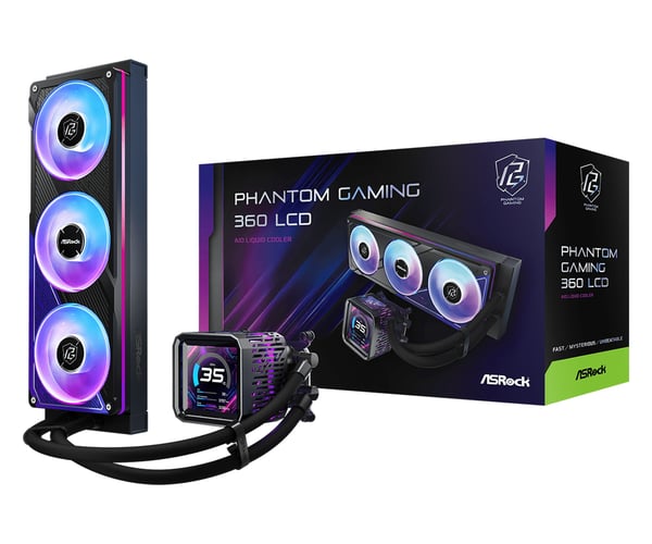 Miniatyrbillede 1 af 11: Asrock Phantom Gaming 360 LCD Processor Væskekølingssæt 12 cm Sort