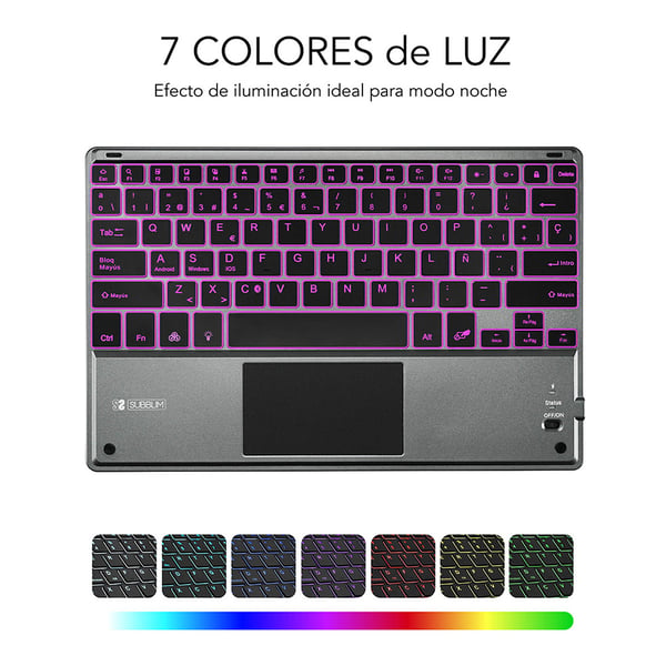 SUBBLIM FUNDA + TECLADO TABLET IPAD PRO BLUETOOTH 11'' TOUCHPAD BLACK QWERTY Spansk Bluetooth/Micro-USB Sort, Grå