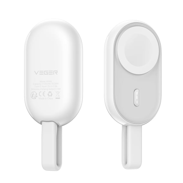 VEGER POMME powerbank Lithium polymer (LiPo) 1200 mAh Trådløs opladning Hvid