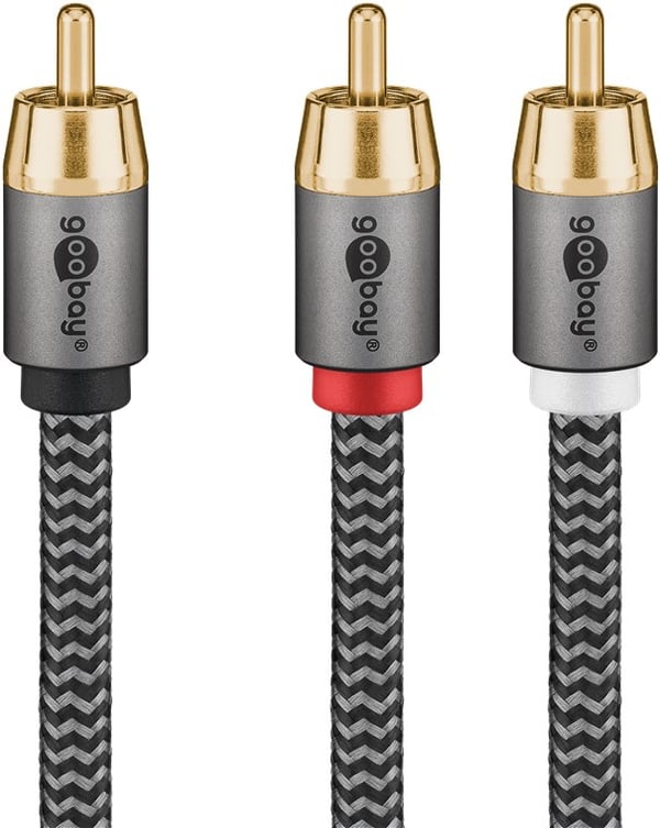 Miniatyrbillede 7 af 11: Goobay 65303 lydkabel 10 m 2 x RCA RCA Sort, Sølv
