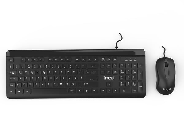 Miniatyrbillede 1 af 7: Inca IMK-377 tastatur Mus inkluderet Kontor USB Tyrkisk Sort