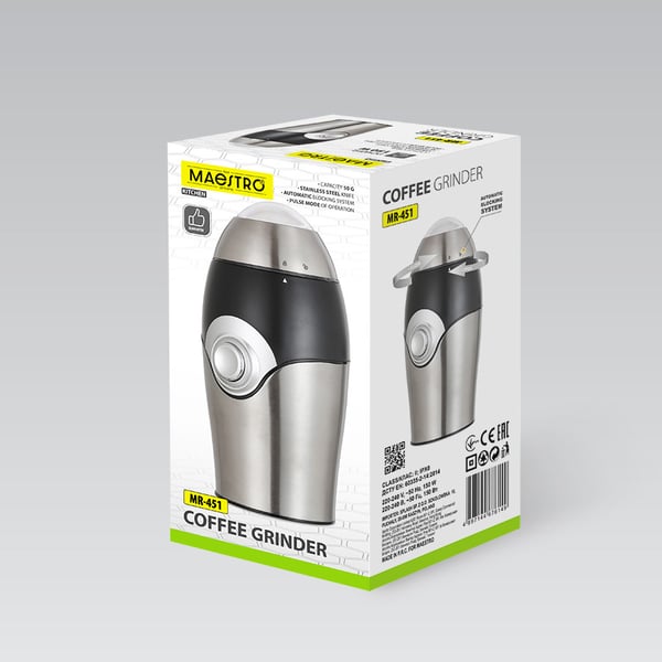 Miniatyrbillede 3 af 4: Maestro MR-451 kaffemølle 150 W Rustfrit stål, Sort