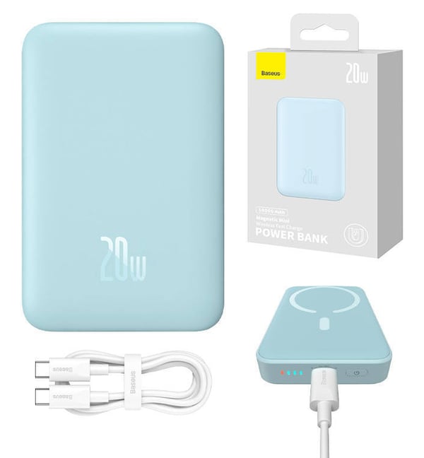 Miniatyrbillede 2 af 10: Baseus PPCX110103 powerbank Lithium polymer (LiPo) 10000 mAh Trådløs opladning Blå