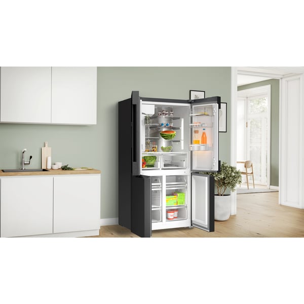 Bosch Serie 6 KFI96AXEA side-by-side køle-fryseskab Fritstående 574 L Sort, Rustfrit stål
