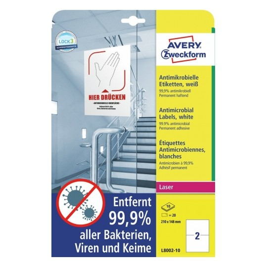 Avery L8002-10 utskriftsbara etiketter Vit