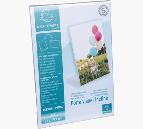 Miniatyrbillede 4 af 14: Exacompta 84058D skilteholder & informationsstativ A4 Polymethylmethacrylat (PMMA) Transparent