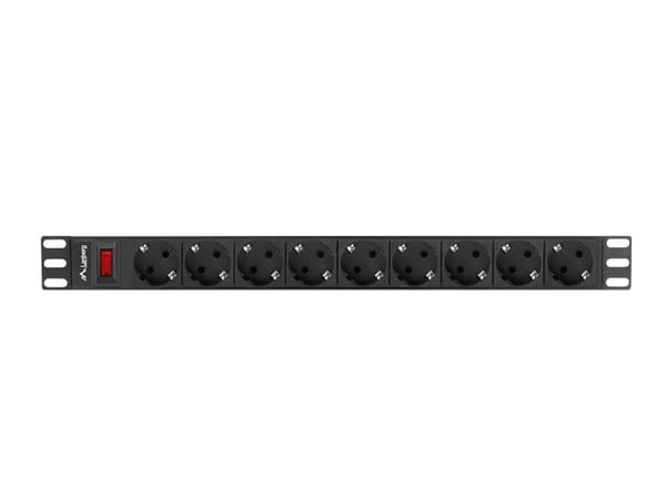 Miniatyrbild 1 av 4: Lanberg PDU-09F-0300-BK grenuttag 9 AC-utgångar 1U Svart, Grå